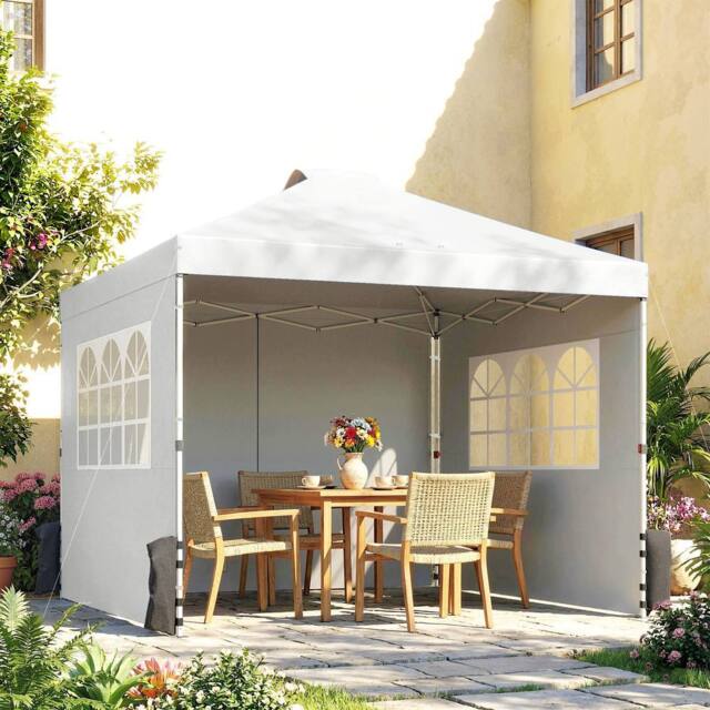 OUTSUNNY Pop Up Canopy Waterproof Height Adjustable 3 x 3 (m) in White - Size: 3m x 3m - image 1