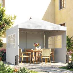 OUTSUNNY Pop Up Canopy Waterproof Height Adjustable 3 x 3 (m) in White - Size: 3m x 3m - thumbnail 1
