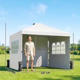 OUTSUNNY Pop Up Canopy Waterproof Height Adjustable 3 x 3 (m) in White - Size: 3m x 3m - thumbnail 3