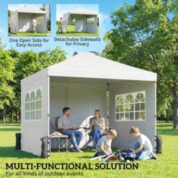 OUTSUNNY Pop Up Canopy Waterproof Height Adjustable 3 x 3 (m) in White - Size: 3m x 3m - thumbnail 4