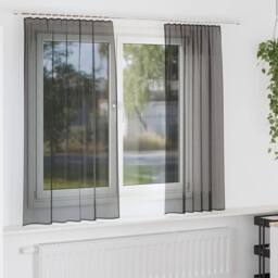Berkfield Home Voile Curtains with Rod Pockets 2 pcs Black - thumbnail 2