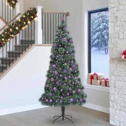 Berkfield Home Artificial Pre-lit Christmas Tree with Ball Set Green 240 cm - thumbnail 1