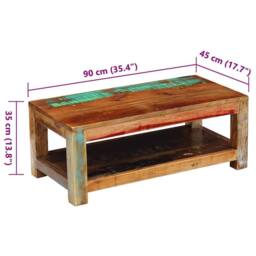 Berkfield Home Beautiful Coffee Table Solid Reclaimed Wood 90x45x35 cm in Brown - Size: 90 x 45 x 35 cm - thumbnail 8