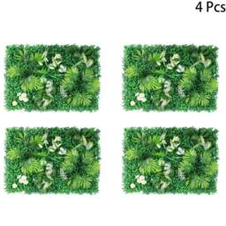 SPETLEK 4/8PCS Artificial Greenery Plant Wall Hedge Grass in Green - Size: 4 Pack - thumbnail 3