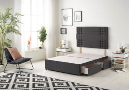Somnior Flexby Divan Bed Base With 4 Drawers & Headboard Plush in Black - Size: Small Double - thumbnail 1