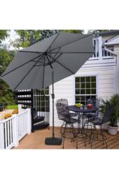 Living and Home 3M Large Rotating Patio Parasol for Outdoor Sunshade and Rain with Plastic Fillable Base in Grey - thumbnail 1