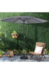 Living and Home 3M Large Rotating Patio Parasol for Outdoor Sunshade and Rain with Plastic Fillable Base in Grey - thumbnail 3