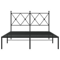 Berkfield Home Metal Bed Frame without Mattress with Headboard Black 120x190cm - Size: 120x190 cm - thumbnail 4