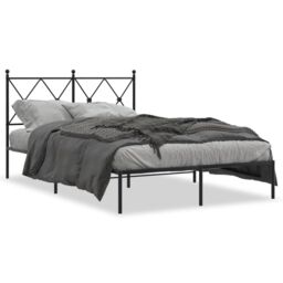 Berkfield Home Metal Bed Frame without Mattress with Headboard Black 120x190cm - Size: 120x190 cm - thumbnail 2