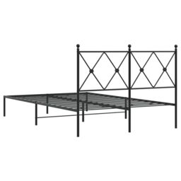 Berkfield Home Metal Bed Frame without Mattress with Headboard Black 120x190cm - Size: 120x190 cm - thumbnail 6
