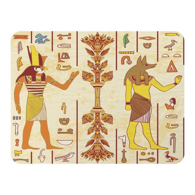 Benjamin Tate Design Egyptian Gods & Ancient Egyptian Hieroglyphs Blanket in Natural - Size: 120 cm x 150 cm - image 1
