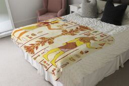 Benjamin Tate Design Egyptian Gods & Ancient Egyptian Hieroglyphs Blanket in Natural - Size: 120 cm x 150 cm - thumbnail 3
