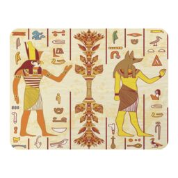 Benjamin Tate Design Egyptian Gods & Ancient Egyptian Hieroglyphs Blanket in Natural - Size: 120 cm x 150 cm - thumbnail 1