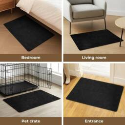 KORVIXA Large Indoor Door Mat Non Slip in Black - Size: 100 cm diameter - thumbnail 3