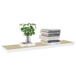 Berkfield Home Durable Floating Wall Shelf Oak & White 90x23.5x3.8 cm MDF in Light Brown