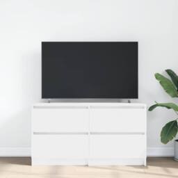 Berkfield Home TV Cabinet White 100x35x54 cm Engineered Wood - Size: 100 x 35 x 54 cm - thumbnail 3