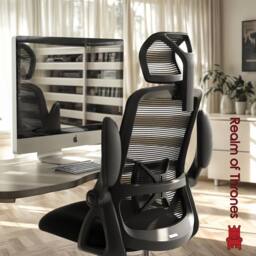 Realm of Thrones Mesh Office Chair Flip-Up Armrests Adjustable Lumbar Support Black Desk Chair for Home Office Gaming Chair - thumbnail 5
