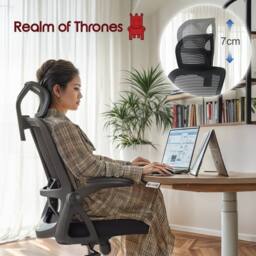 Realm of Thrones Mesh Office Chair Flip-Up Armrests Adjustable Lumbar Support Black Desk Chair for Home Office Gaming Chair - thumbnail 8