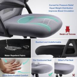 Realm of Thrones Mesh Office Chair Flip-Up Armrests Adjustable Lumbar Support Black Desk Chair for Home Office Gaming Chair - thumbnail 6