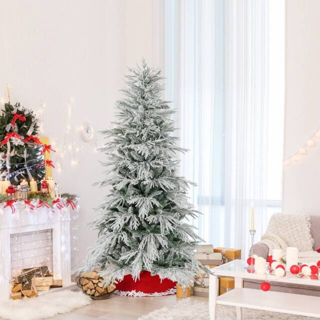 Costway 6 FT Artificial Christmas Tree Flocked Xmas Tree w/820 PVC Branch Tips - image 1