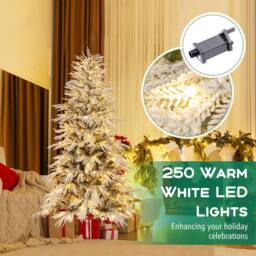 Costway 6 FT Artificial Christmas Tree Flocked Xmas Tree w/820 PVC Branch Tips - thumbnail 5