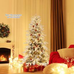 Costway 6 FT Artificial Christmas Tree Flocked Xmas Tree w/820 PVC Branch Tips - thumbnail 6
