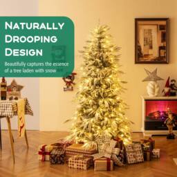 Costway 6 FT Artificial Christmas Tree Flocked Xmas Tree w/820 PVC Branch Tips - thumbnail 8