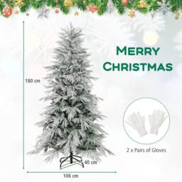 Costway 6 FT Artificial Christmas Tree Flocked Xmas Tree w/820 PVC Branch Tips - thumbnail 2