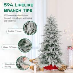 Costway 6 FT Artificial Christmas Tree Flocked Xmas Tree w/820 PVC Branch Tips - thumbnail 4