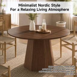 ModernLuxe Round dining table 120x120cm for 4-6 people with wood design in Walnut - Size: 120x120 cm - thumbnail 9