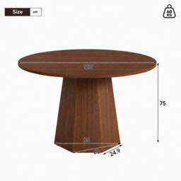 ModernLuxe Round dining table 120x120cm for 4-6 people with wood design in Walnut - Size: 120x120 cm - thumbnail 7