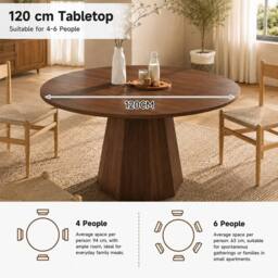 ModernLuxe Round dining table 120x120cm for 4-6 people with wood design in Walnut - Size: 120x120 cm - thumbnail 6