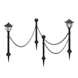 Berkfield Home Solar Lights 4 pcs with Chain Fence & Poles in Black - thumbnail 3