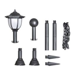 Berkfield Home Solar Lights 4 pcs with Chain Fence & Poles in Black - thumbnail 4