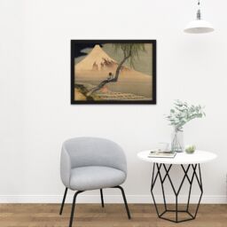 "Artery8 Wall Art Print Hokusai Boy Viewing Mount Fuji Large Framed Wall Décor Art in White - Size: W18"" x H24""" - thumbnail 2