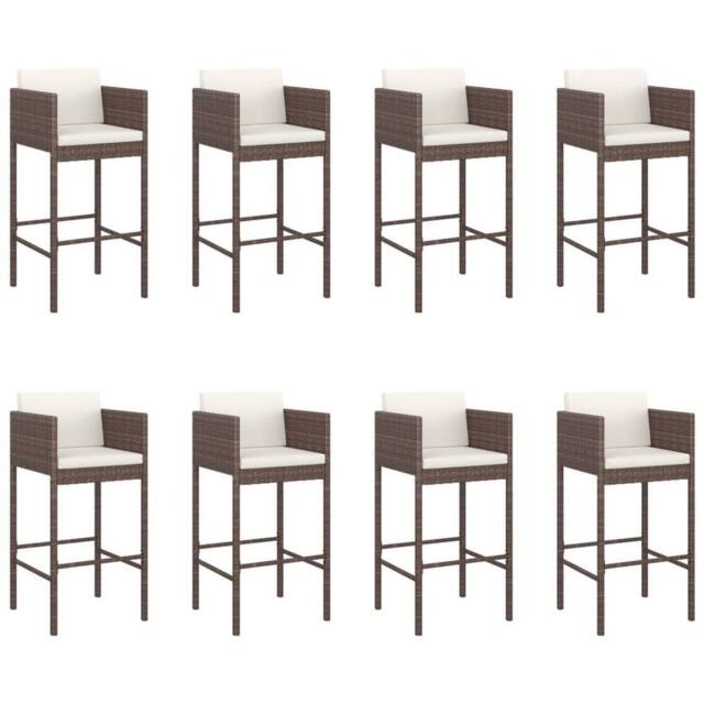 Berkfield Home Beautiful 9 Piece Garden Bar Set with Cushions Brown Poly Rattan - image 1