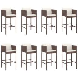 Berkfield Home Beautiful 9 Piece Garden Bar Set with Cushions Brown Poly Rattan - thumbnail 1