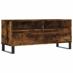 Berkfield Home TV Cabinet Smoked Oak 100x34.5x44.5 cm Engineered Wood in Brown - thumbnail 3