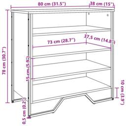 Berkfield Home Shoe Cabinet Smoked Oak 80x38x78 cm Engineered Wood - Size: 80 x 38 x 78 cm - thumbnail 9
