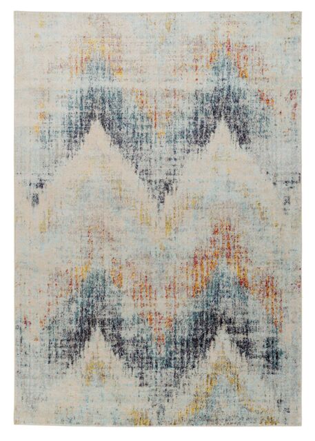 Kukoon Faded Beige Blue Chevron Design Vintage Distressed Living Room Area Rug - Size: 120 cm x 170 cm - image 1
