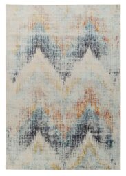 Kukoon Faded Beige Blue Chevron Design Vintage Distressed Living Room Area Rug - Size: 120 cm x 170 cm - thumbnail 1