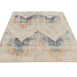 Kukoon Faded Beige Blue Chevron Design Vintage Distressed Living Room Area Rug - Size: 120 cm x 170 cm - thumbnail 2