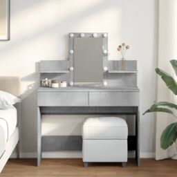 Berkfield Home Dressing Table with LED Concrete Grey 100x40x130 cm - Size: 100 x 40 x 130 cm