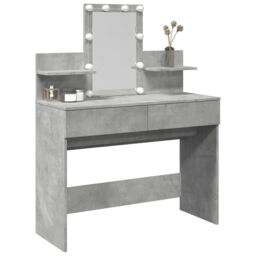 Berkfield Home Dressing Table with LED Concrete Grey 100x40x130 cm - Size: 100 x 40 x 130 cm - thumbnail 4