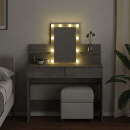 Berkfield Home Dressing Table with LED Concrete Grey 100x40x130 cm - Size: 100 x 40 x 130 cm - thumbnail 3
