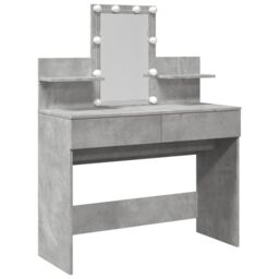 Berkfield Home Dressing Table with LED Concrete Grey 100x40x130 cm - Size: 100 x 40 x 130 cm - thumbnail 2