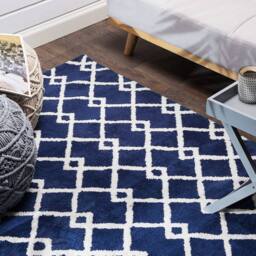 Wyld and Coco Azure Geometric Area Rug - Blue 140 x 200 cm - Hand-Tufted Polyester - Size: 140 cm x 200 cm