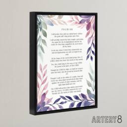 "Artery8 Psalm 138 I Will Praise Thee Bible Quote Framed Canvas Wall Art Print in Purple - Size: W12"" x H16""" - thumbnail 2