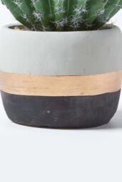 Homescapes Golden Barrel Artificial Cactus in Contemporary Stone Pot, 19 cm Tall in Green - thumbnail 4