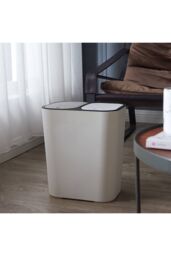 Living and Home 15L 2 Compartments Rubbish Dustbin Double Recycling Bin 2 Section Trash Can Dry Wet Separation Sorting Push-type Spring Lid Kitchen - thumbnail 2